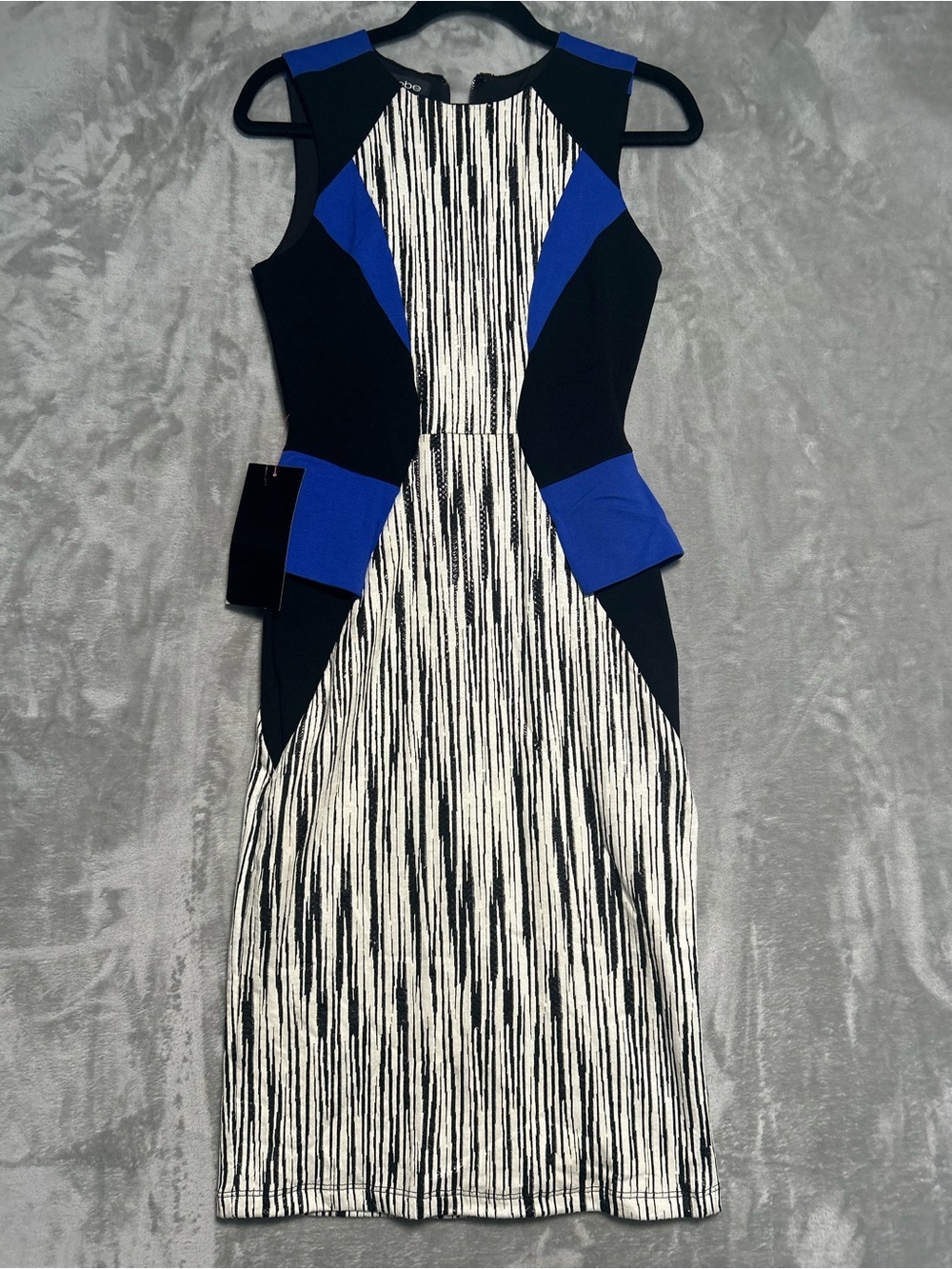 Bebe Midi Dress Women’s 6 Blue Zebra Print Office Career